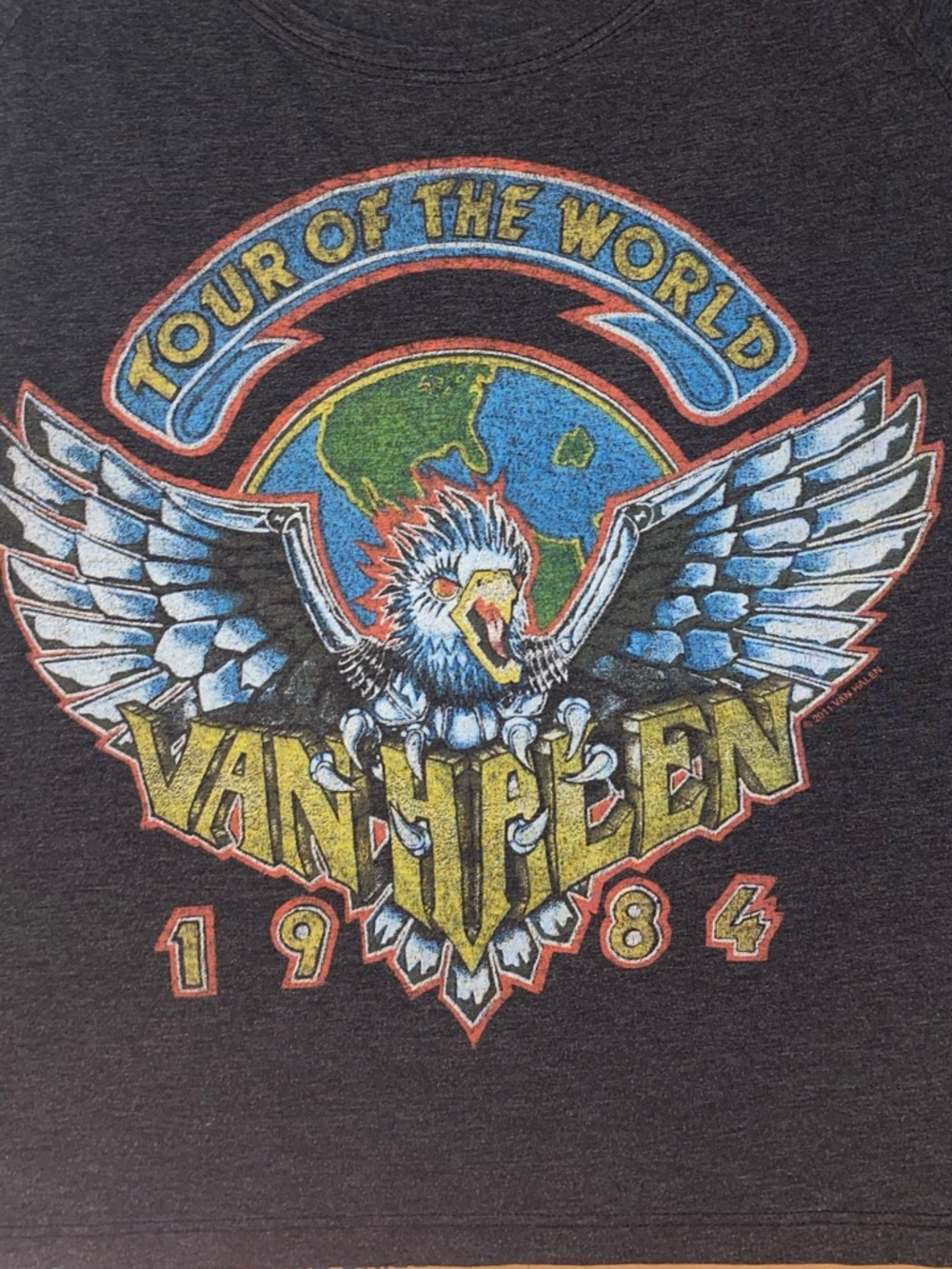 VAN HALEN Vintage STYLE “Tour of the World” 1984 Concert Tee-Shirt in BLK SZ LG - Picture 6 of 6
